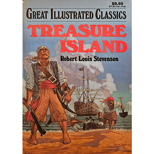 Covers of Treasure Island, The Call of the Wild, and Black Beauty from the Great Illustrated Classics series, featuring vibrant illustrated scenes.