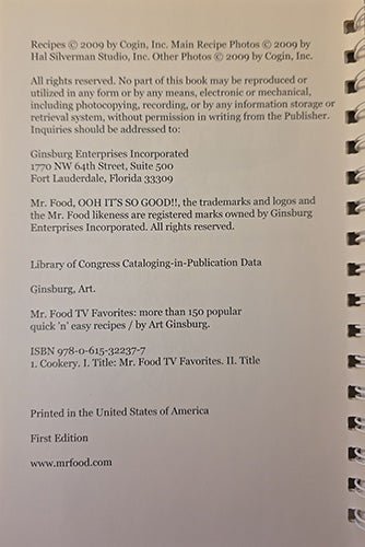Mr. Food TV Favorites: My Very Best Quick ’n’ Easy TV Recipes – rare, vintage, or collectible item from Deb’s Book Paradise