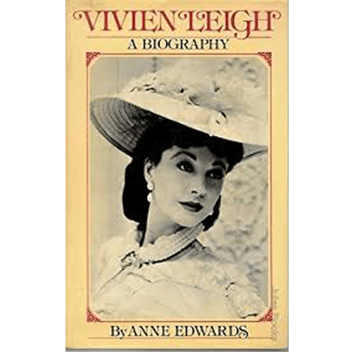 Cover of Vivien Leigh: A Biography featuring a black-and-white portrait of the actress in vintage attire and hat, framed in red accents.