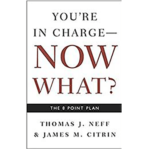 Cover of You're in Charge—Now What? by Thomas J. Neff & James M. Citrin, featuring bold typography and a black bar highlighting "The 8 Point Plan."