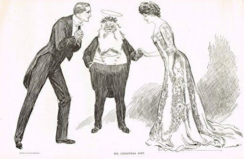 1906 Charles Dana Gibson Girl Santa Christmas Print - ORIGINAL HISTORIC IMAGE – rare and collectible book from Deb’s Rare Books
