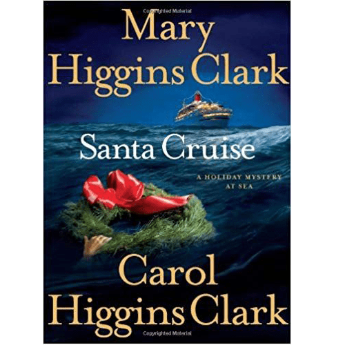 Book cover of Santa Cruise featuring a red ribbon-tied wreath floating at sea with a cruise ship in the background, hinting at holiday mystery.