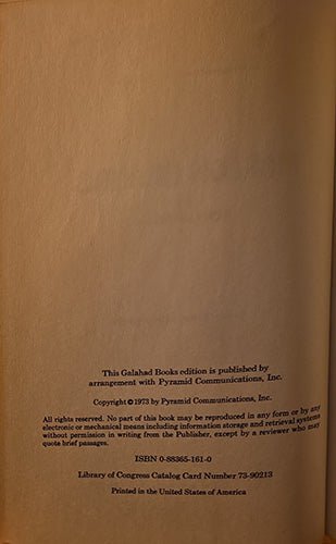 Copyright page of Marlon Brando by René Jordan showing Galahad Books publication information and Library of Congress catalog number.