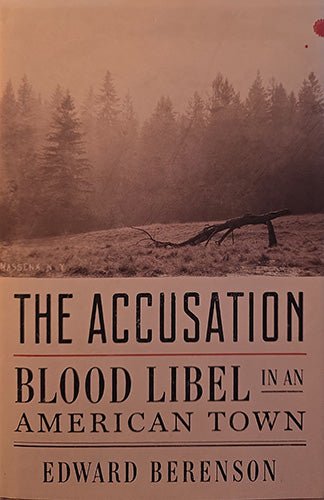 Front cover of The Accusation: Blood Libel in an American Town by Edward Berenson, featuring a misty forest landscape and serif title typography.