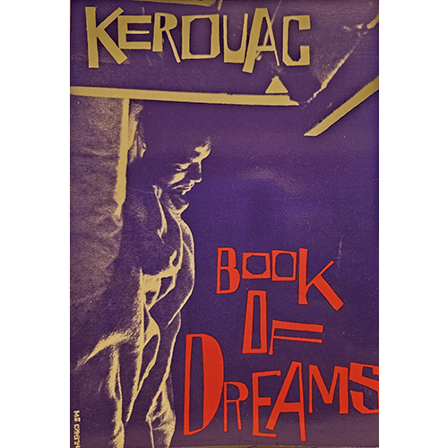 Cover of "Book of Dreams" by Jack Kerouac, 1981 edition, features a shadowy figure with bold red and yellow text, in like-new condition.