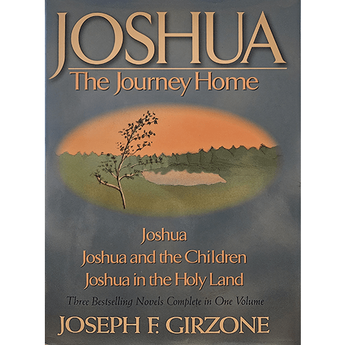 The cover of Joshua: The Journey Home features a serene landscape with a solitary tree and a peaceful lake under a warm, glowing sky, symbolizing the spiritual journey within this beloved trilogy.