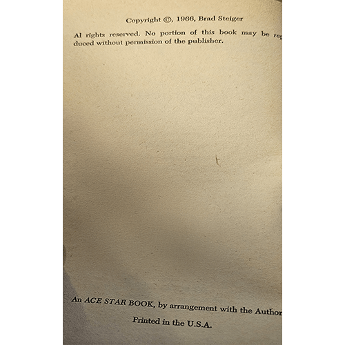 Copyright page of a book with text about rights and publisher details.