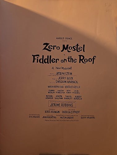 Zero Mostel in Fiddler on the Roof – Original Broadway Program – rare, vintage, or collectible item from Deb’s Book Paradise