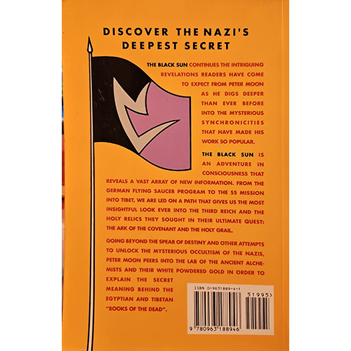 back Book cover with text and a flag design on an orange background