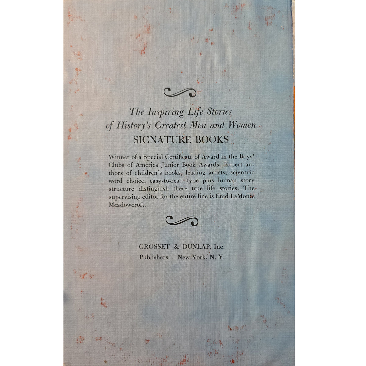 back cover of the book The story of F;orence Nightingale. 