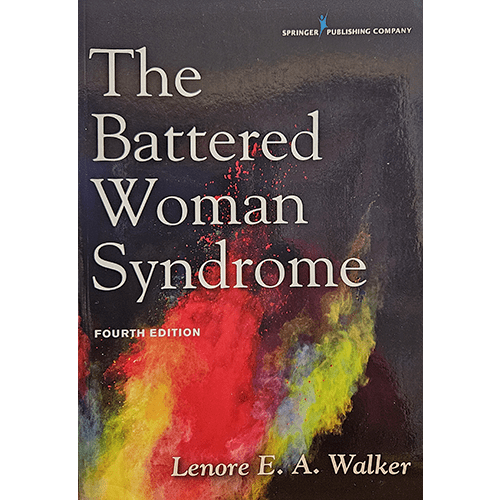 Cover of "The Battered Woman Syndrome" featuring a striking, abstract design with colorful splashes against a dark background, emphasizing the book's focus on the complex and impactful subject of domestic violence.