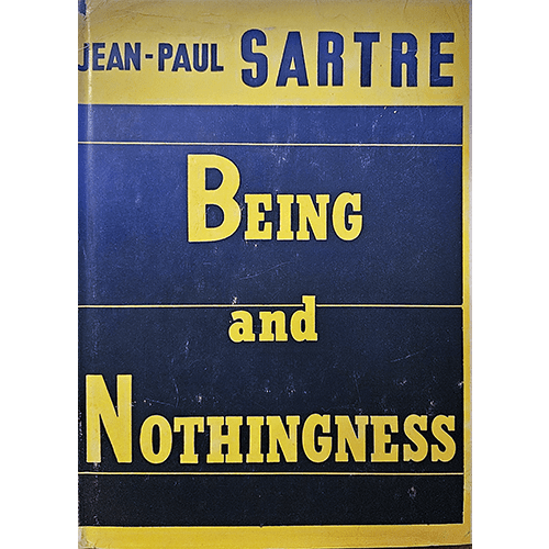 Cover of Jean-Paul Sartre’s Being and Nothingness, featuring bold yellow and black typography on a minimalist design background.