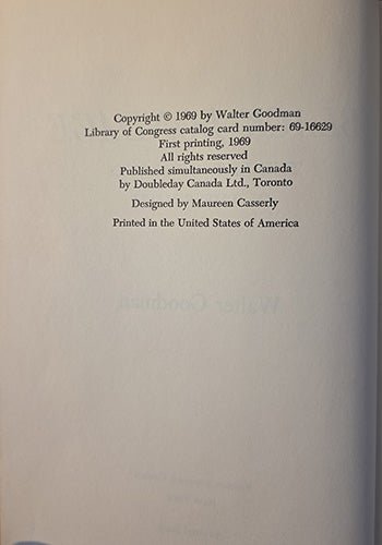Copyright page of Black Bondage showing 1969 publication details and Library of Congress information.