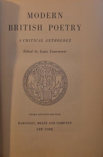 Modern British Poetry: A Critical Anthology — Third Revised Edition (Harcourt, Brace, 1920s–30s) – rare, vintage, or collectible item from Deb’s Book Paradise