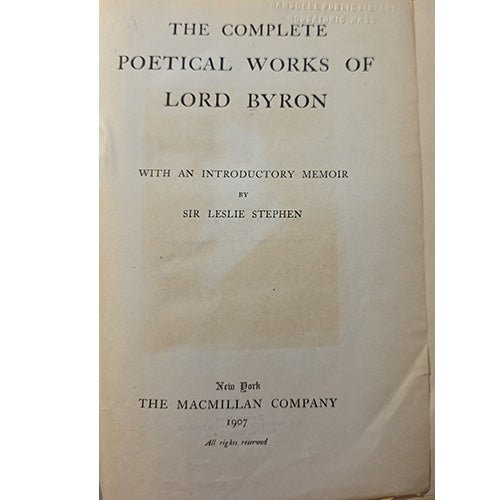 The Complete Poetical Works of Lord Byron – rare, vintage, or collectible item from Deb’s Book Paradise