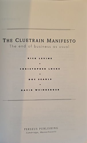 Title page of The Cluetrain Manifesto published by Perseus Publishing