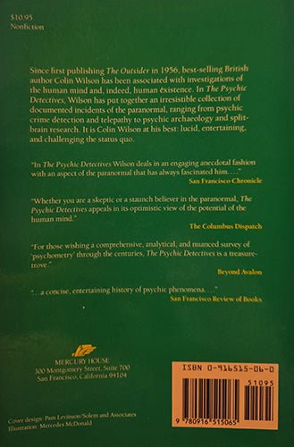 The back cover of a book, featuring a dark green background with white text reviews, publisher information for Mercury House, and an ISBN barcode box in the bottom right corner.