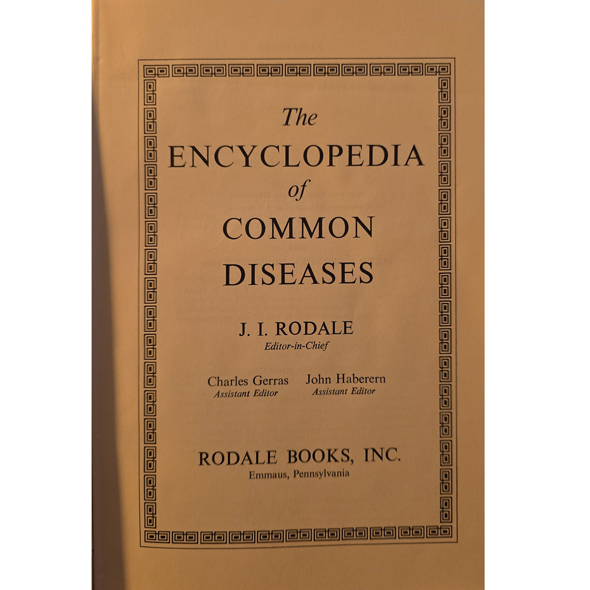Thehalf title of the book 'The Encyclopedia of Common Diseases' by J. I.