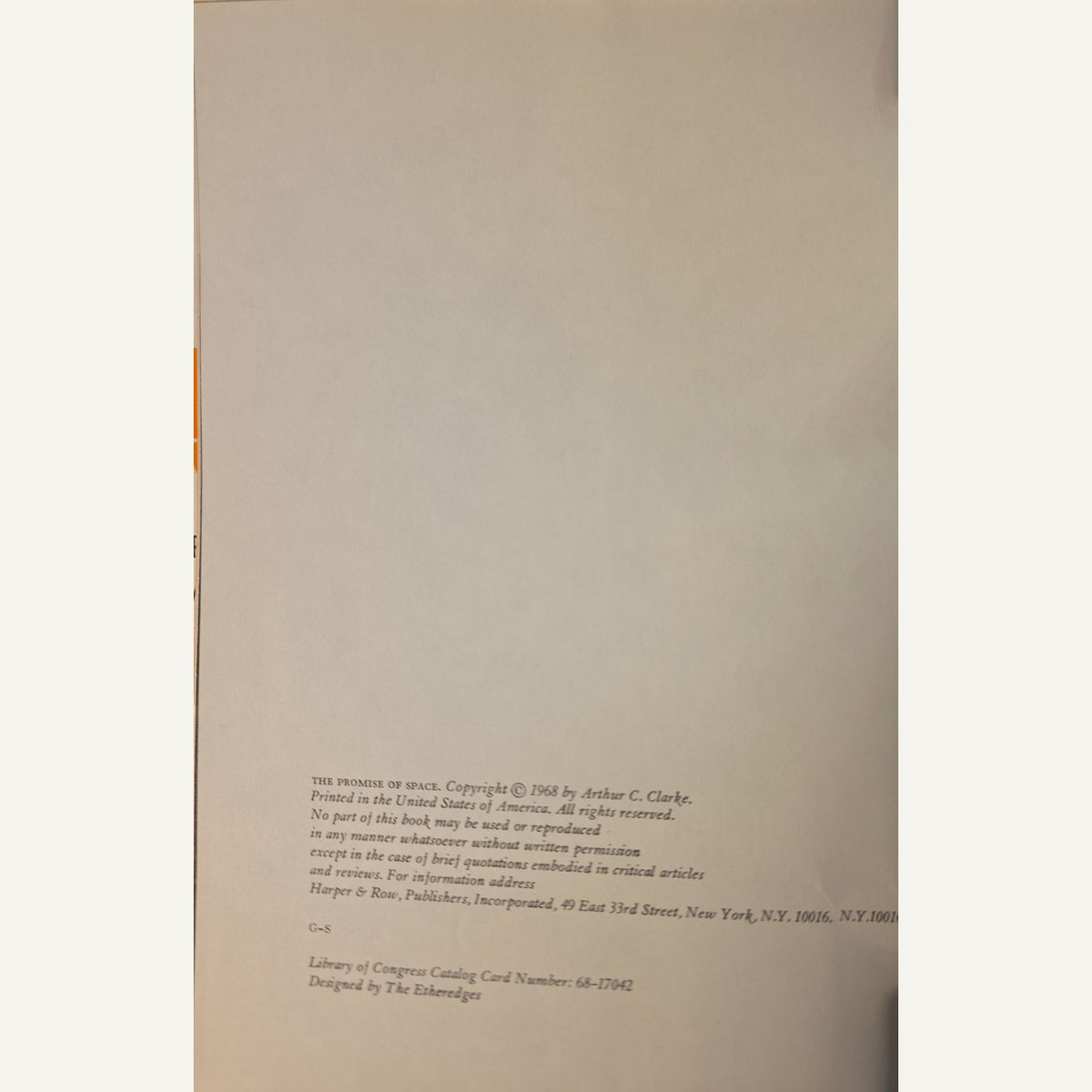 
Copyright page iof the Aruthur C. Clarke book. 