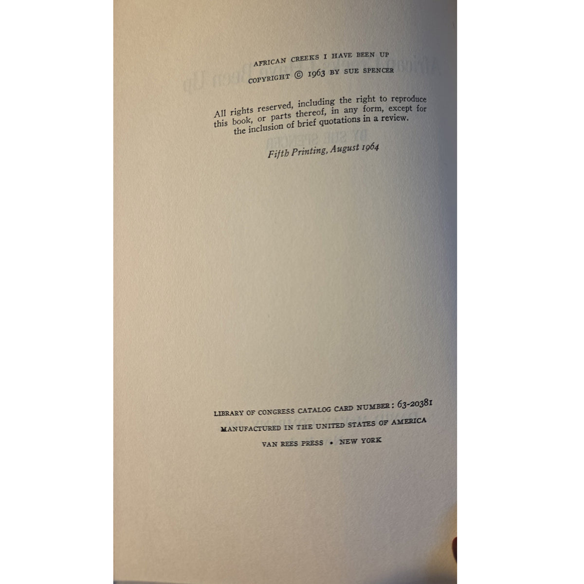 A vintage book's title page or copyright page in black printed text on aged off-white paper, photographed against a white background.