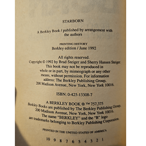 text including copyright information and printing history.