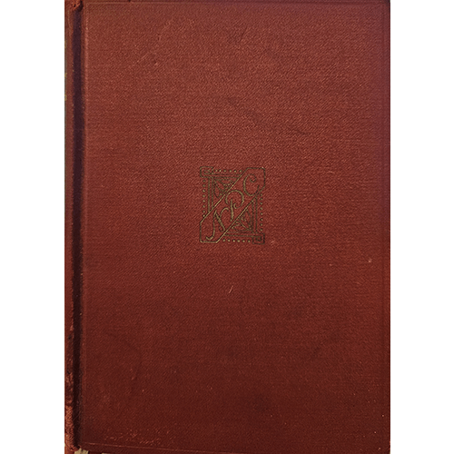 Burgundy hardcover of She Stoops to Conquer by Oliver Goldsmith, embossed with an elegant emblem on the front. A vintage 1938 collectible edition by The Macmillan Company, perfect for literary lovers.