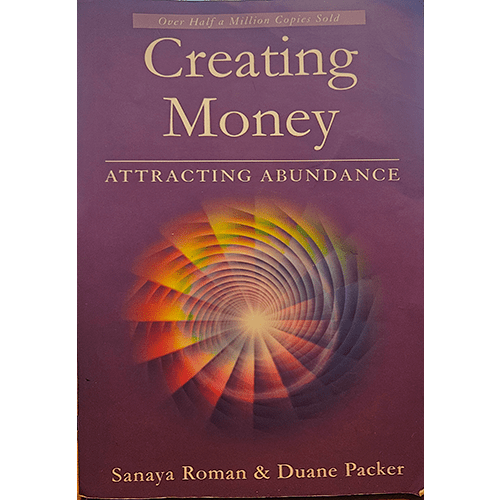 Cover of Creating Money: Attracting Abundance featuring a radiant golden light surrounding a symbolic image of coins and a money tree, representing the manifestation of wealth and financial abundance through spiritual and positive thinking principles.