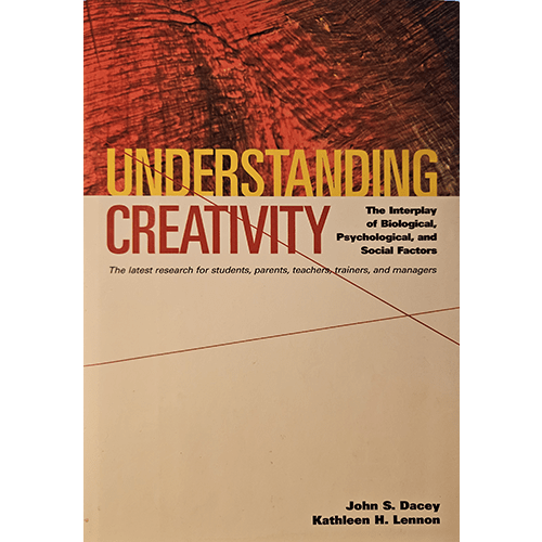 The cover of Understanding Creativity features a blend of abstract imagery and bold typography, highlighting the interplay of biological, psychological, and social factors in the study of creativity.