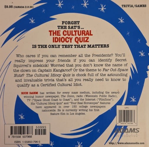 The Cultural Idiocy Quiz back cover with description and barcode