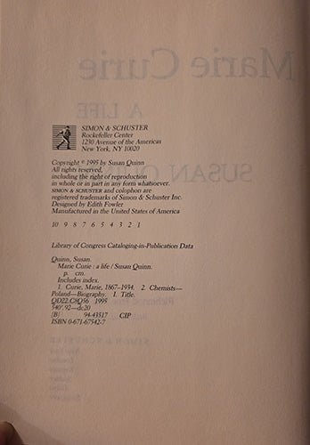 Marie Curie: A Life – rare, vintage, or collectible item from Deb’s Book Paradise