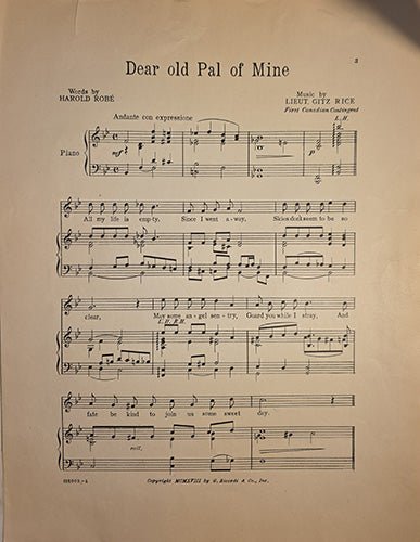 Dear Old Pal of Mine – Vintage World War I Sheet Music – rare, vintage, or collectible item from Deb’s Book Paradise