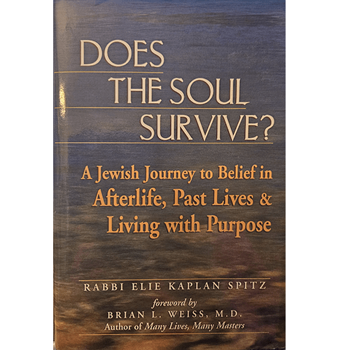 Cover of Does the Soul Survive? by Rabbi Elie Kaplan Spitz, featuring a subtitle: A Jewish Journey to Belief in Afterlife, Past Lives & Living with Purpose. Foreword by Brian L. Weiss, M.D.