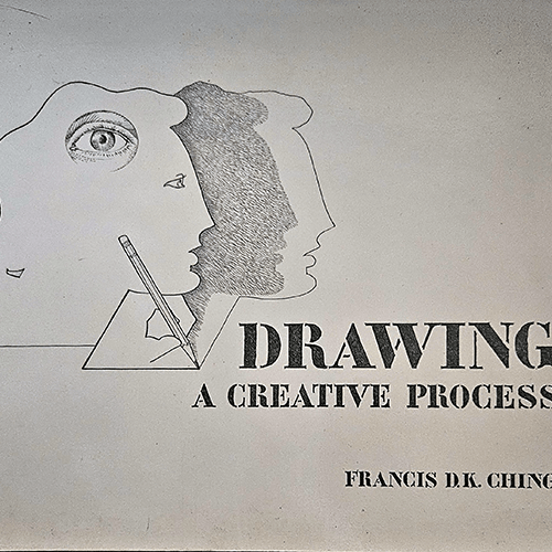 The cover of Drawing: A Creative Process features abstract line illustrations of faces and a pencil, with bold, simple typography that emphasizes the book's focus on the artistic process.