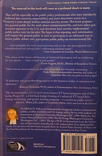Back cover of the book 'The Material That Will Come' on a dark purple background, featuring multiple white text review excerpts, a small author portrait, and a barcode at the bottom.