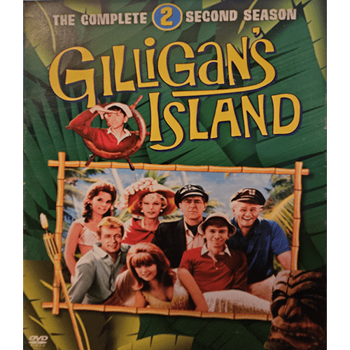 Cover of Gilligan's Island: The Complete Second Season DVD featuring the castaways framed by bamboo on a tropical island background, with Gilligan saluting in his iconic red shirt and hat.