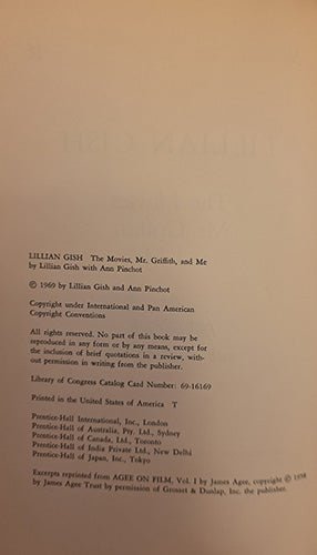 Lillian Gish: The Movies, Mr. Griffith, and Me (1969, First Edition) – rare, vintage, or collectible item from Deb’s Book Paradise