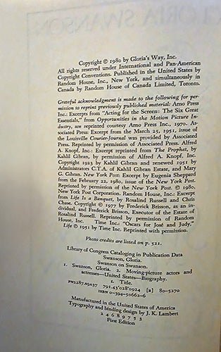 Swanson on Swanson – rare, vintage, or collectible item from Deb’s Book Paradise