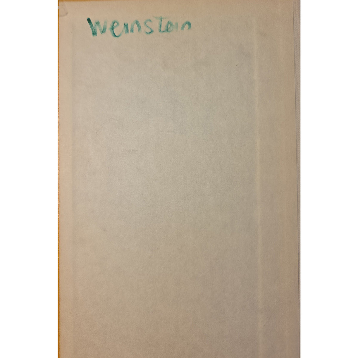 A square beige paper card or label with the name 'Winston' written in green ink at the top, shown against a white background.