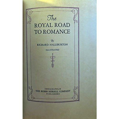 Interior page condition of 1925 Halliburton Royal Road to Romance, clean pages