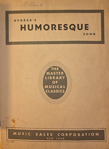 Sheet music cover for Dvorak's 'Humoresque' song from The Master Library of Musical Classics.