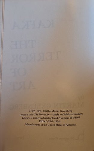 Kafka: The Terror of Art – rare, vintage, or collectible item from Deb’s Book Paradise