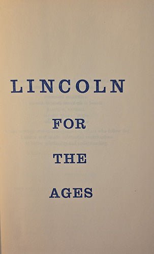 Text 'LINCOLN FOR THE AGES' on a beige background