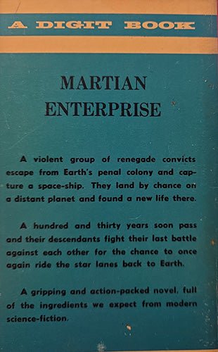 A vintage paperback book cover for 'Martian Enterprise' from A Digit Book, featuring a teal-green background with black text and an orange header.