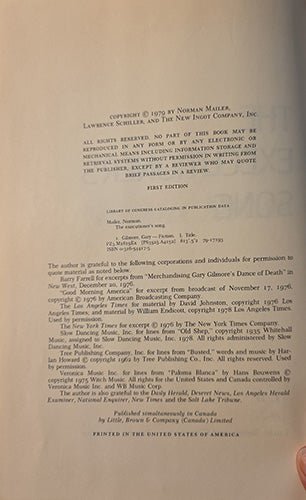 Norman Mailer's Pulitzer Prize winning : The Executioner's Song First Edition – rare, vintage, or collectible item from Deb’s Book Paradise