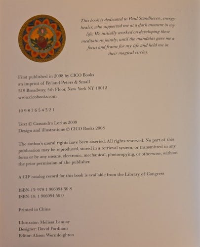 Copyright and publication page Mandalas & Meditations for Everyday Living