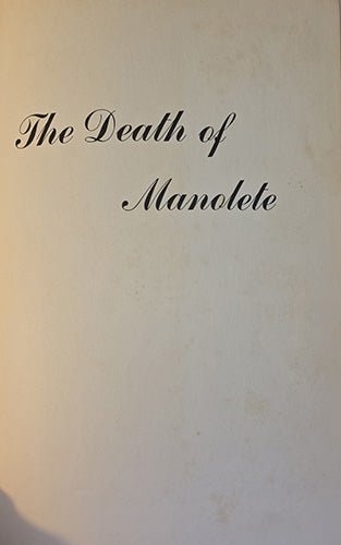 The Death of manolete – rare, vintage, or collectible item from Deb’s Book Paradise