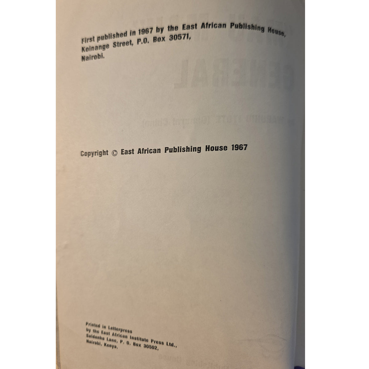 Copyright page identifying the 1967 East African Publishing House edition published in Nairobi.