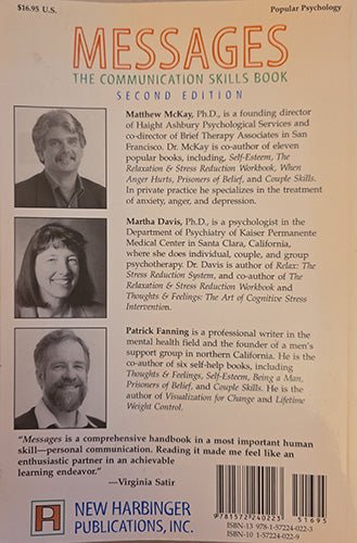 Back cover of Messages with author photos and description