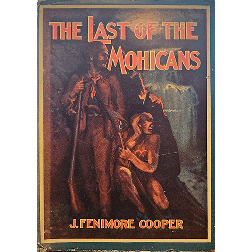 The cover of The Last of the Mohicans features Hawkeye, with a rifle, and a Mohican warrior, crouched and alert in a dark forest setting, evoking the tension and danger of the wilderness journey.