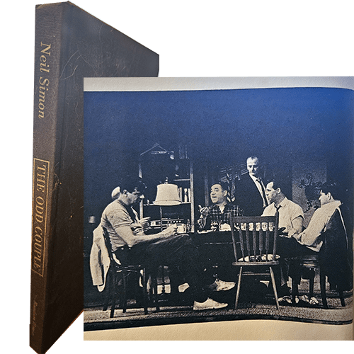 A 1966 edition of The Odd Couple by Neil Simon, featuring a classic hardcover design and Broadway production photos. A must-have for theater enthusiasts and collectors of American stage classics.